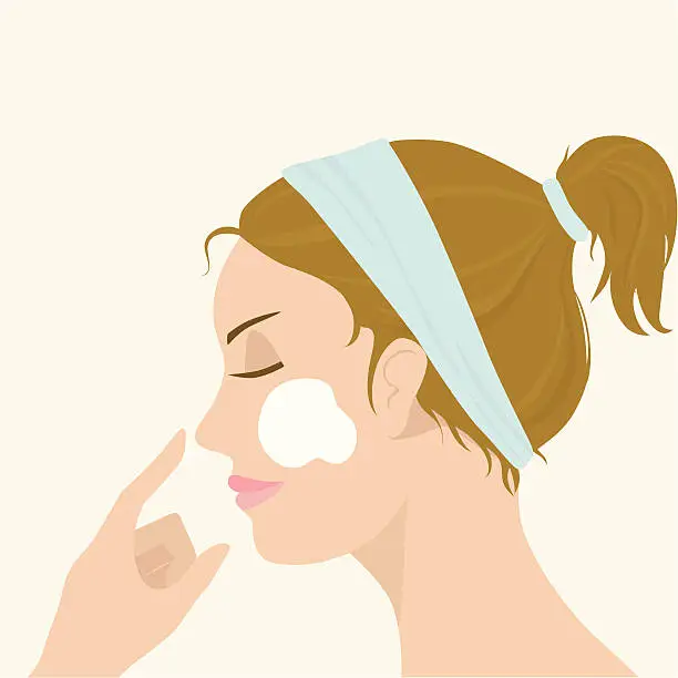 Vector illustration of Applying facial mask