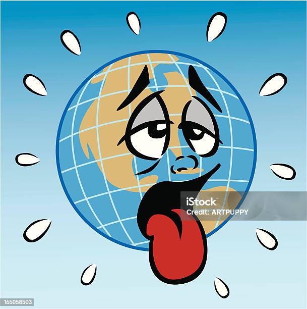 Усталый Earth — стоковая векторная графика и другие изображения на тему Планета Земля - Планета Земля, Комикс, Пот