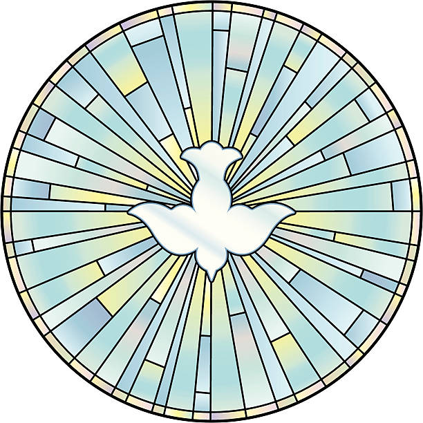 ilustraciones, imágenes clip art, dibujos animados e iconos de stock de espíritu santo vitrales ventana - stained glass church window glass