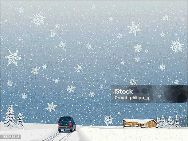 Предстоящие Дом Для Отпуска — стоковая векторная графика и другие изображения на тему Снег - Снег, Зима, Автомобиль