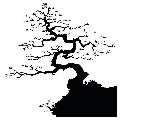 Bonsai Silhouette A vector silhouette of a bonsai tree. Suitable for positioning into the corner of a document. Includes AI, JPEG, PDF & EPS asian tattoos stock illustrations