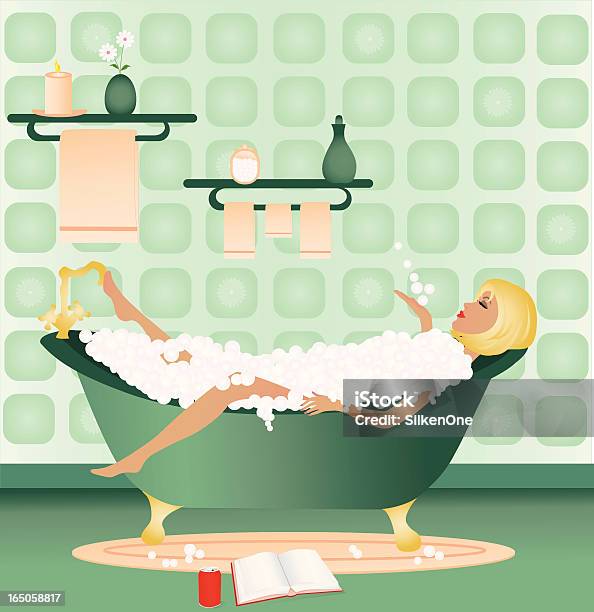 Vetores de Banho Relaxante e mais imagens de Banheira - Banheira, Mulheres, Banheiro doméstico