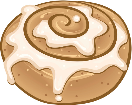 Vector illustration of cinnamon roll with yummy icing.
