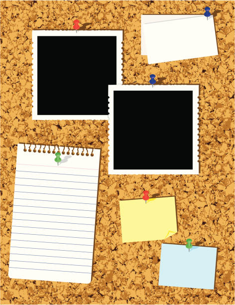 ilustrações de stock, clip art, desenhos animados e ícones de quadro de avisos de cortiça - bulletin board backgrounds cork thumbtack