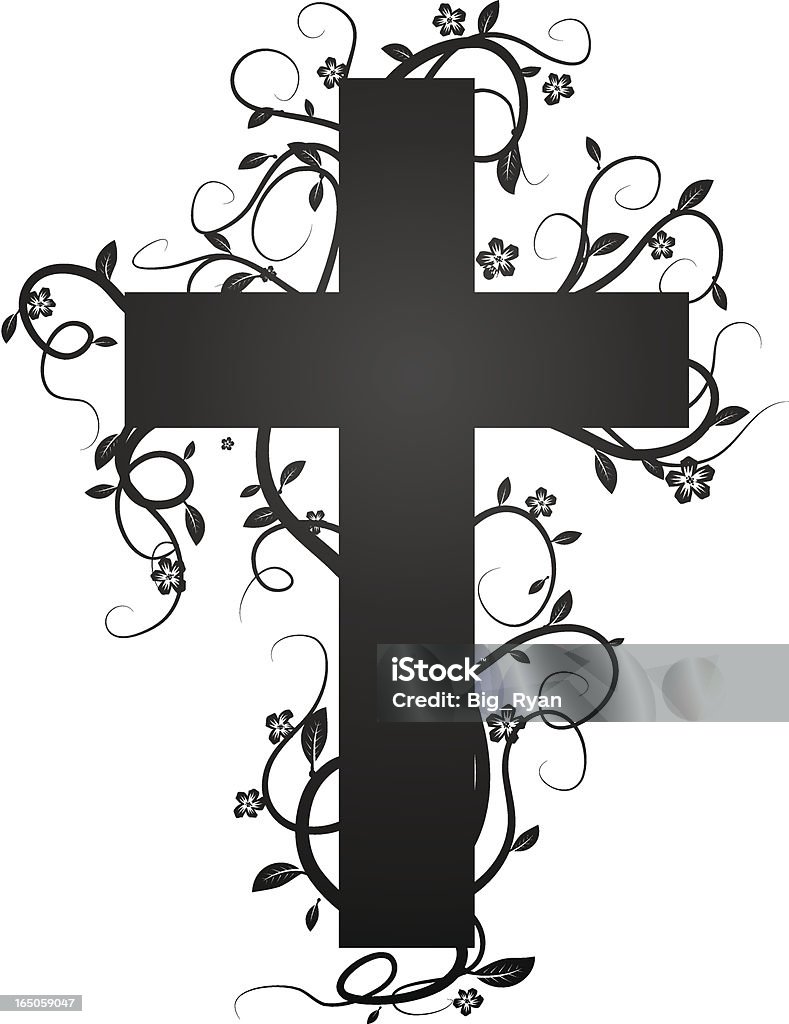 Florecer cruz - arte vectorial de Cruz - Objeto religioso libre de derechos