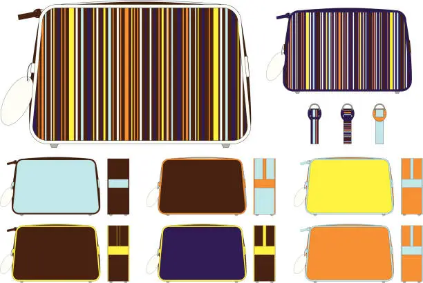 Vector illustration of Mens Washbag with Retro Colored Stripe