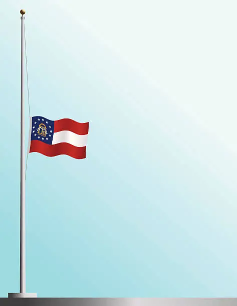 Vector illustration of Flag of Georgia at Half-Staff