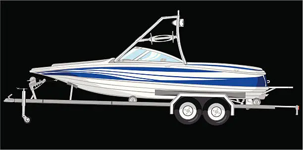 Vector illustration of boat with a trailer