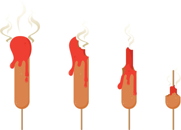 How to Eat a Corn Dog vector art illustration