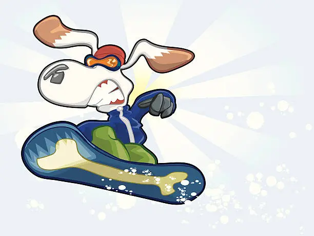 Vector illustration of Snow Boarding Dog