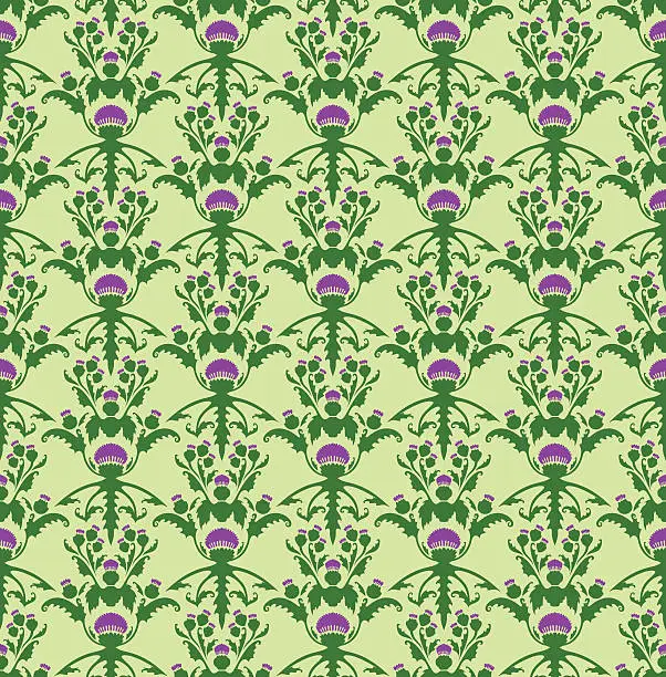 Vector illustration of Scottish thistle - seamless pattern