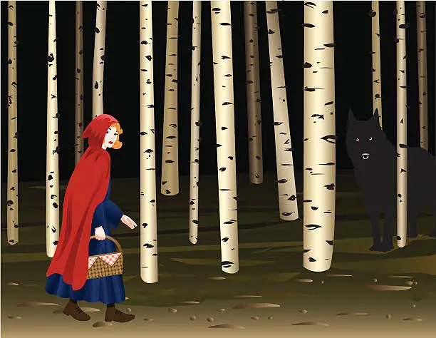 Vector illustration of Little Red Riding Hood