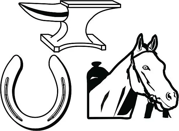Vector illustration of Elements of Horseshoeing