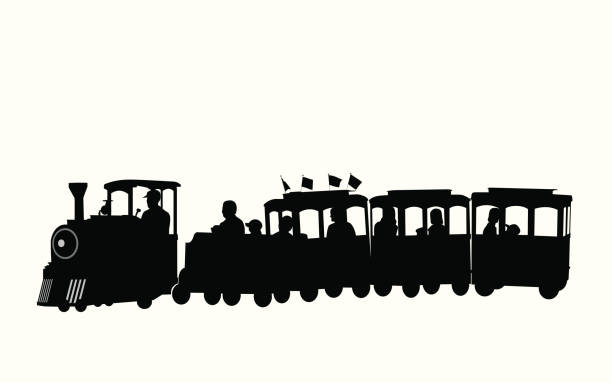 ilustrações de stock, clip art, desenhos animados e ícones de kiddietrain - train steam train vector silhouette