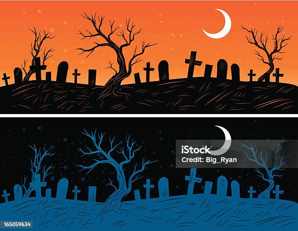 Vetores de Grave Jardas e mais imagens de Cemitério - Cemitério, Assustador, Horror