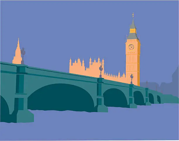 Vector illustration of Houses of Parliament, London, England