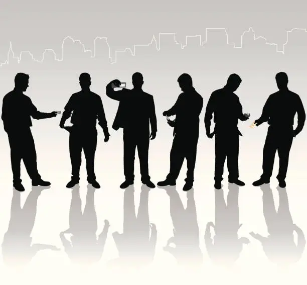 Vector illustration of Businessmen with and without Funding Shadows Series