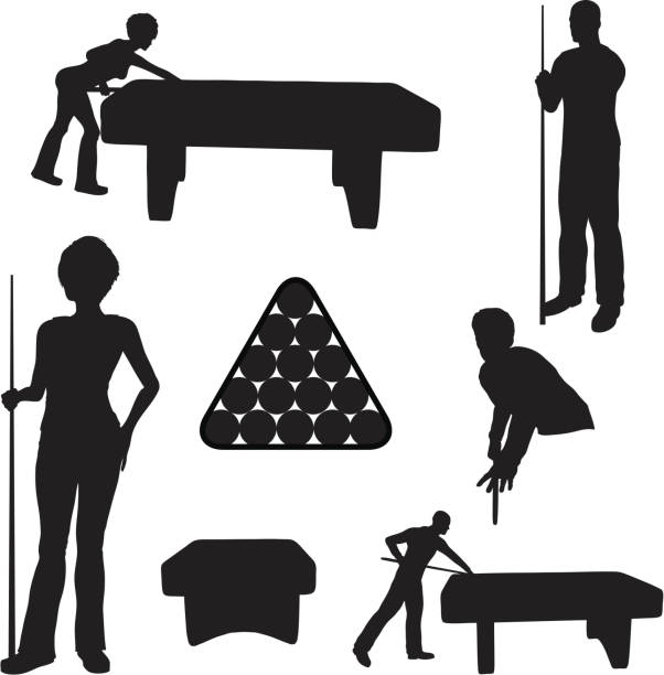 Billiards Silhouette Collection (vector+jpg) File types included are ai, eps, svg, and various jpgs (3000x3000,1000x1000,500x500) pool break stock illustrations