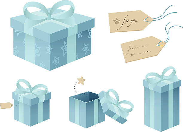 Light Blue Gift Boxes vector art illustration