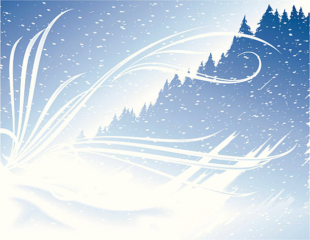 метель - pine tree brush stroke winter snow stock illustrations