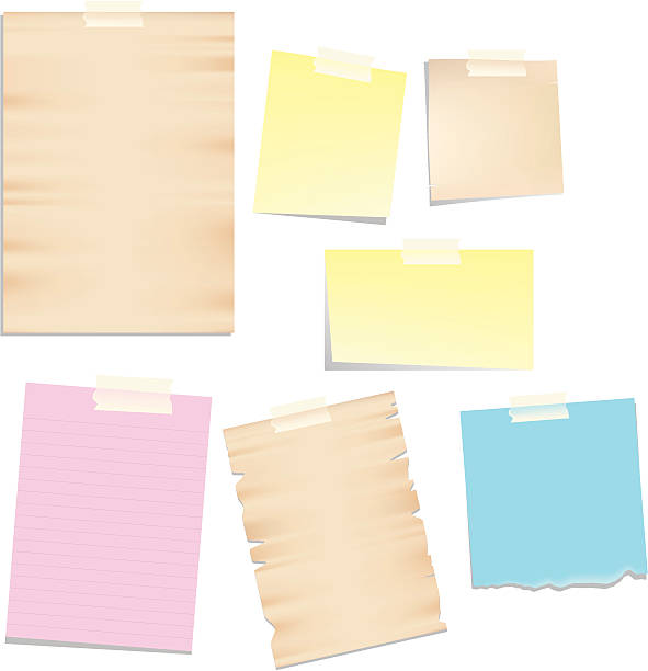 posted papers on stickies vector art illustration