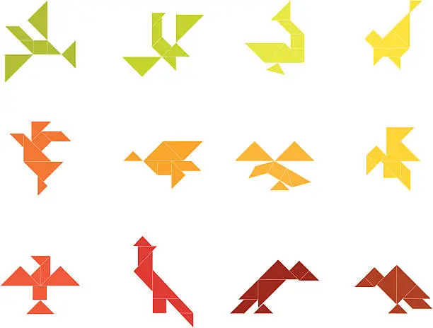 Vector illustration of Tangram Birds Set | 003