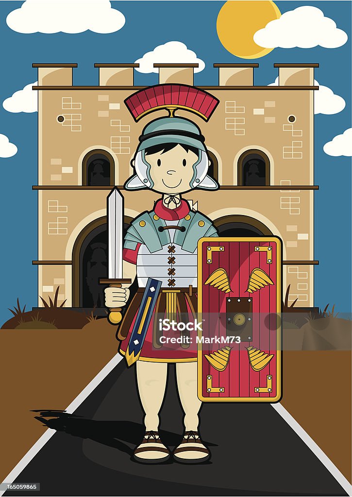 Soldat romain avec Fort arrière-plan - clipart vectoriel de Armée de terre libre de droits