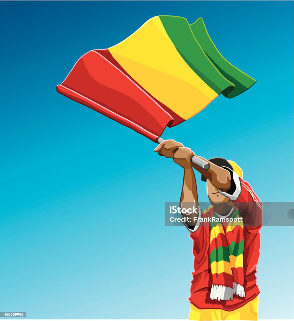 Agitant le Drapeau guinéen Fan de foot - clipart vectoriel de Guinée libre de droits