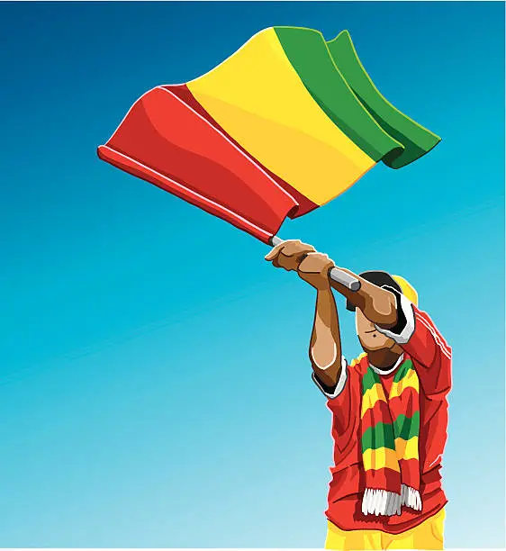 Vector illustration of Guinea Waving Flag Soccer Fan