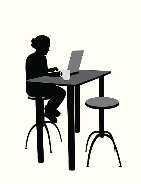 laptopandcoffee - wireless technology black technology digitally generated image点のイラスト素材／クリップアート素材／マンガ素材／アイコン素材