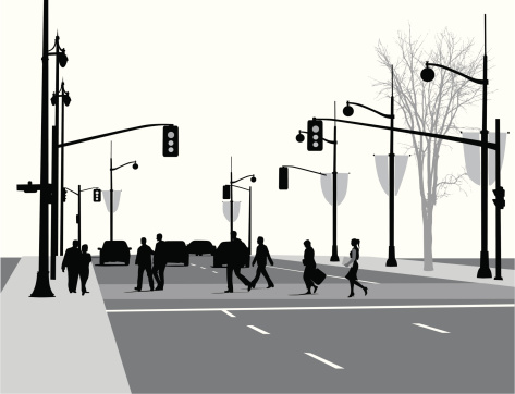 Lively Street Vector Silhouette