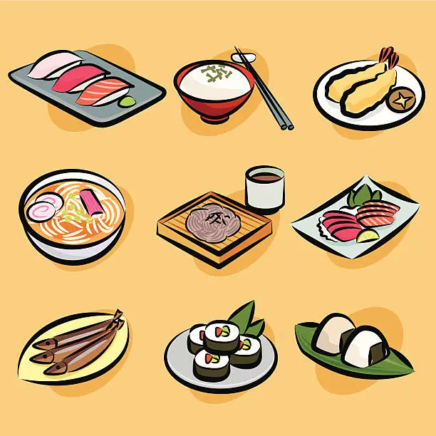 Vector illustration of japanese foods