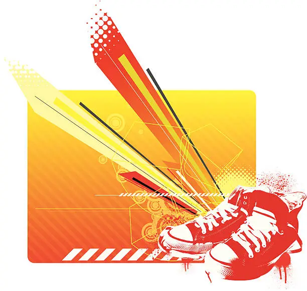 Vector illustration of sneakers and techno explosion