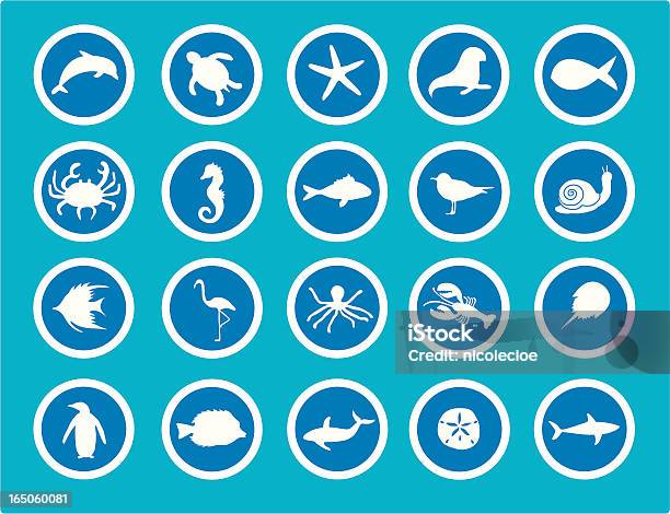 Sea Animal Icons Stock Illustration - Download Image Now - Horseshoe Crab, Illustration, Seahorse