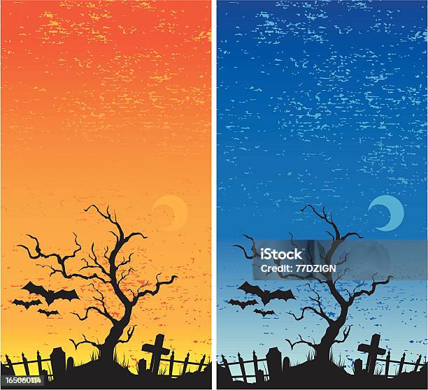 Halloween Friedhof Stock Vektor Art und mehr Bilder von Friedhof - Friedhof, Baum, ClipArt