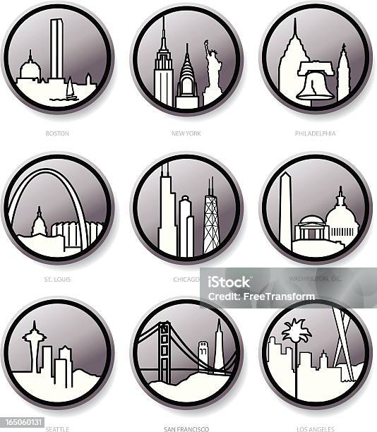 Cities Of The Usa Stock Illustration - Download Image Now - Icon Symbol, Chicago - Illinois, City Of Los Angeles