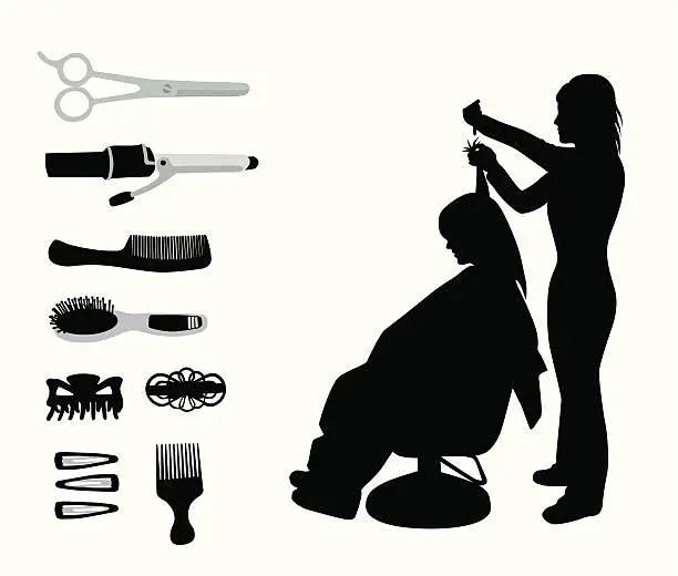 Vector illustration of Hairdress Accessories Vector Silhouette