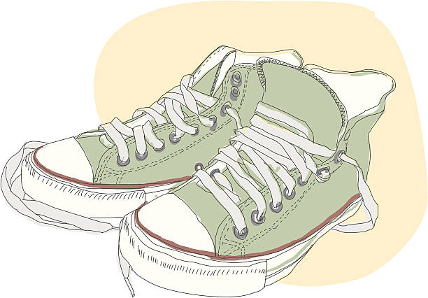 스니커즈입니다 느슨한 - untied pair sports shoe shoe stock illustrations