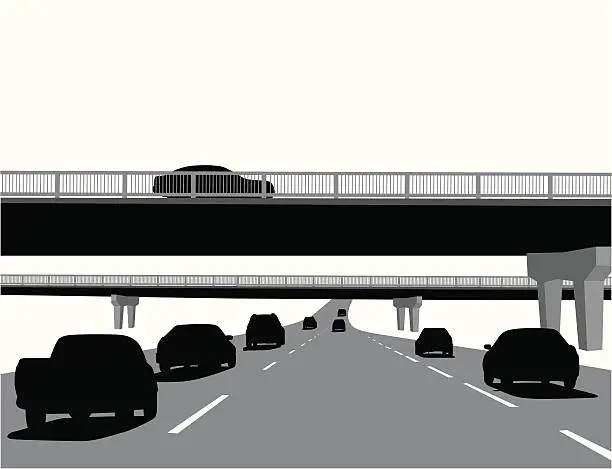 Vector illustration of Highway Overpass Vector Silhouette