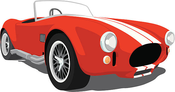 Red Shelby Cobra A vector illustration of a classic Shelby Cobra.  Saved in layers for easy editing.  convertible stock illustrations