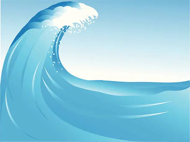 Vector illustration of Illustration of a rip curl ocean wave