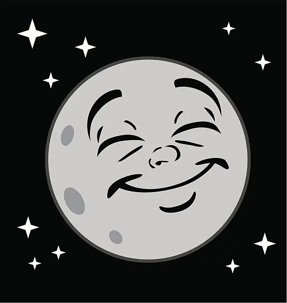 Vector illustration of Smiling Moon Man