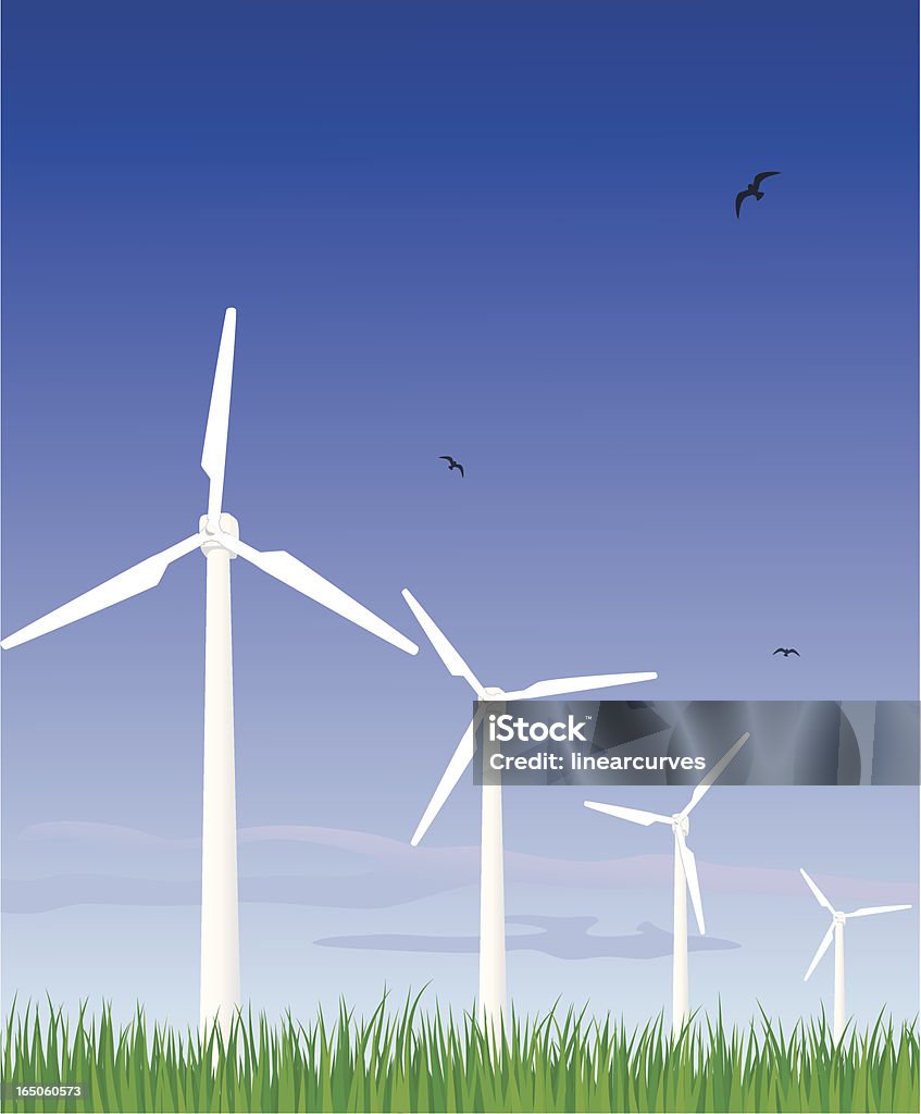 Turbinas eólicas do - Vetor de Energia Eólica royalty-free