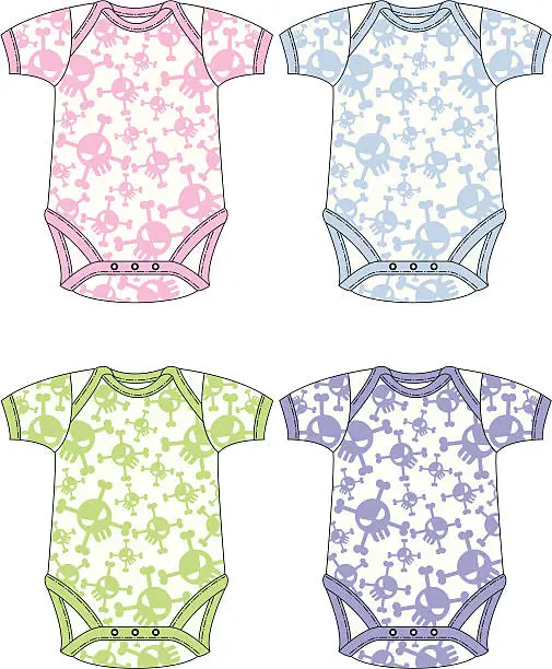 Vector illustration of Skulle Design Body/Sleep Suit Repeat Pattern