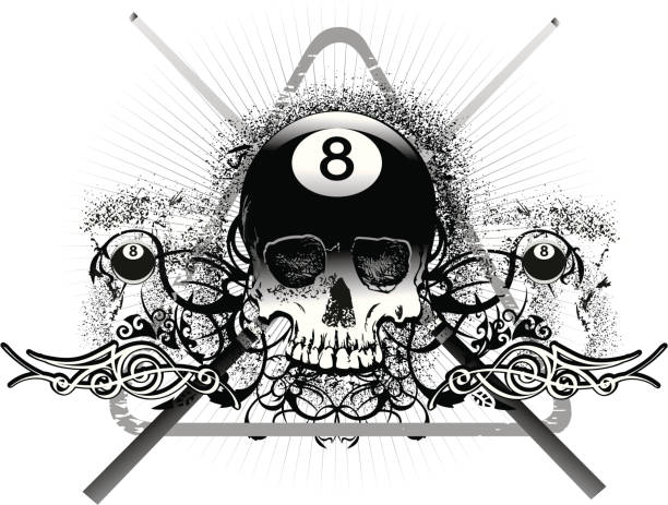 eight ball skull vector art illustration