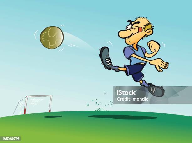 Soccer Player Kicking A Ball With Energy Stock Illustration - Download Image Now - Clear Sky, Effort, Flying