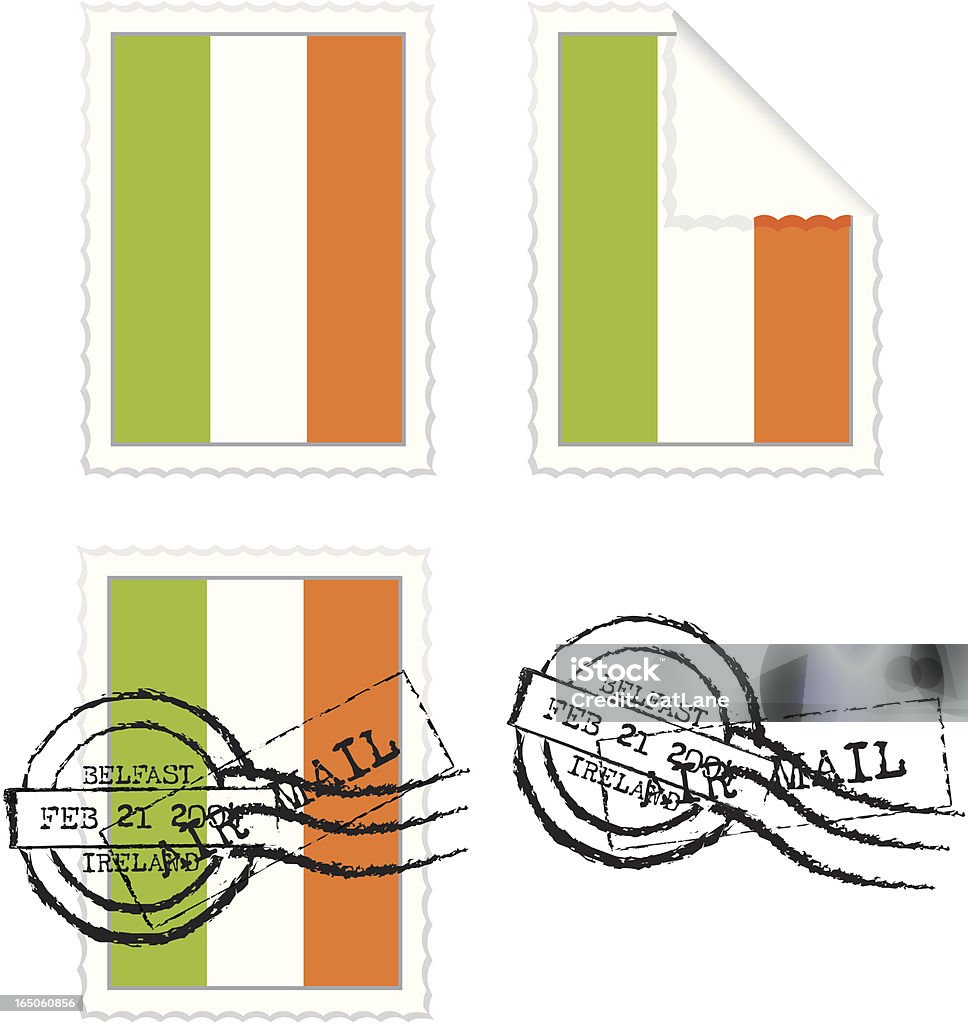 Drapeau irlandais série de timbres - clipart vectoriel de Cachet de la poste libre de droits