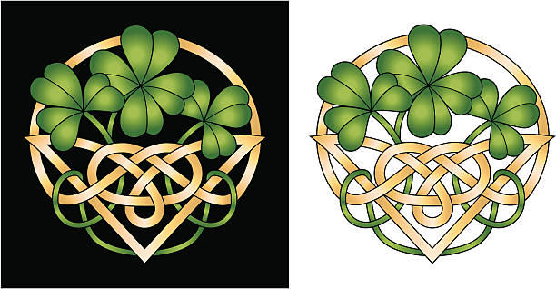 Irlandzka. Shamrock, Celtic Węzeł czterech liści koniczyny powodzenia projektu – artystyczna grafika wektorowa