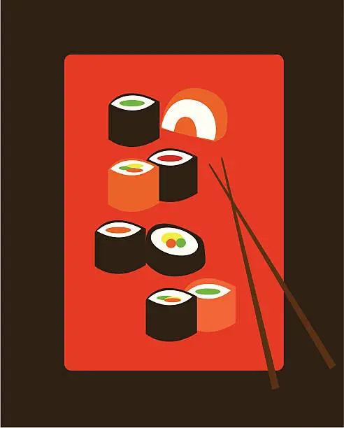 Vector illustration of Sushi
