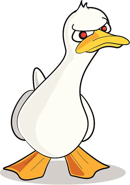 Vector illustration of Angry Duck Cartoon